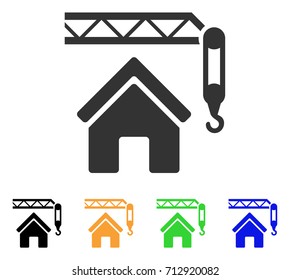 Home Construction icon. Vector illustration style is a flat iconic home construction symbol with black, gray, green, blue, yellow color variants. Designed for web and software interfaces.