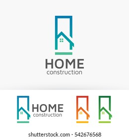 Home construction logo design. Architect, Renovation and Real estate logo concept. Vector logo template