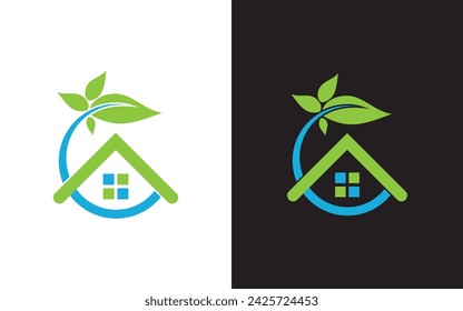 home construction logo design leaf logo home leaf design