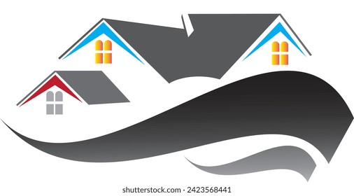 Logo-Design von zu Hause und im Baugewerbe vektor