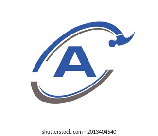 Home Construction Logo with A letter repair concept. Home Repair logo with A letter vector