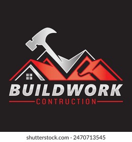 Plantilla del logotipo de la construcción casera, ilustración del logotipo del constructor de la casa