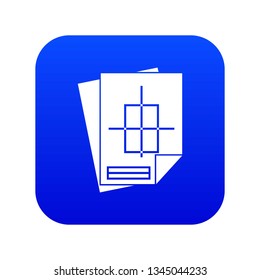 Home construction project icon digital blue for any design isolated on white vector illustration