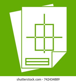 Home construction project icon white isolated on green background. Vector illustration