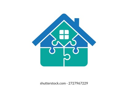 Conceito de quebra-cabeça de construção de casas e solução de habitação