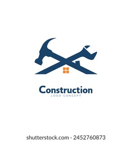 Home Construction, Construction tools and house repair logo symbol design template flat style vector