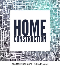 Home construction vector illustration word cloud isolated on a white background.