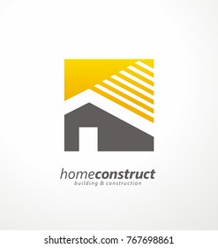 Home construction vector logo design. Logo symbol or icon for real estates or building construction business.