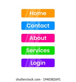 Home Contact About Services Login Web Buttons Vector