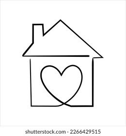 Home continuous one line drawing vector illustration