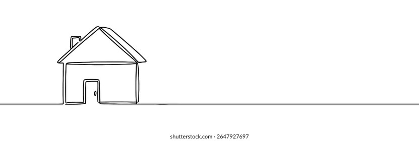 Home continuous one line drawing. House, real estate symbol. Vector illustration.