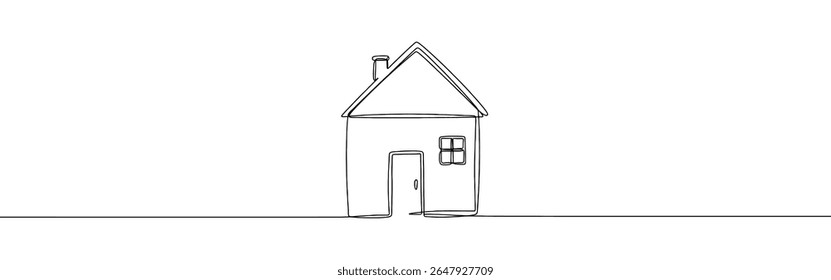 Home dibujo continuo de una línea. Casa, símbolo inmobiliario. Ilustración vectorial.