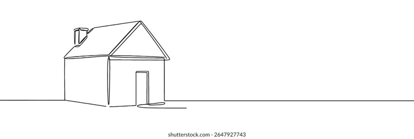 Home continuous one line drawing. House, real estate symbol. Vector illustration.
