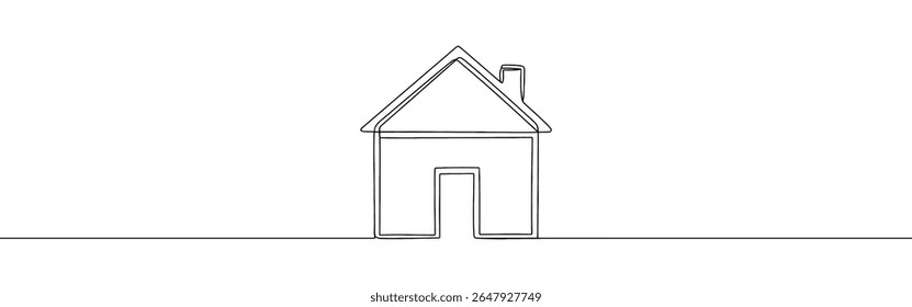Desenho contínuo de uma linha para casa. Casa, símbolo imobiliário. Ilustração vetorial.