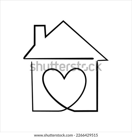 Home continuous one line drawing vector illustration