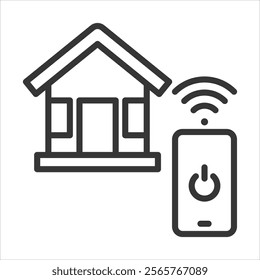 Home Control Icon Vector Illustration Outline Style