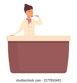 Home cook class icon cartoon vector. Online cooking. Food chef