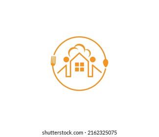 Cocina En Casa Con Plantilla De Vector De Diseño De Icono De Logotipo De Horquilla Y Cuchara.