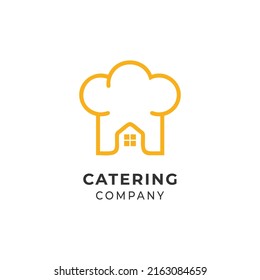 Home cooking food catering logo design with chef hat and house shape