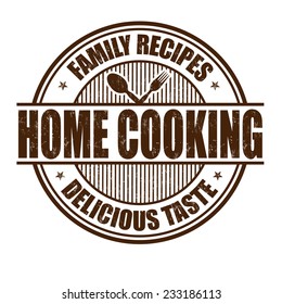 Home cooking grunge rubber stamp on white background, vector illustration