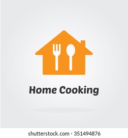 Home Cooking Logo. Flat Design Vector Illustration.