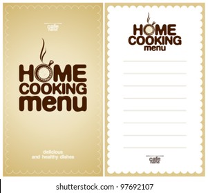 Home Cooking Menu Design template and the form for a list of dishes.