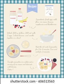 Home Cooking Recipe. Cooking pancakes, step by step instructions, ingredients.