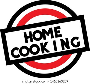 HOME COOKING stamp on white isolated