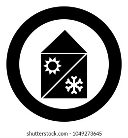 Home cooling and heating system  icon black color in circle