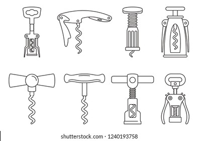 Home corkscrew icon set. Outline set of home corkscrew vector icons for web design isolated on white background