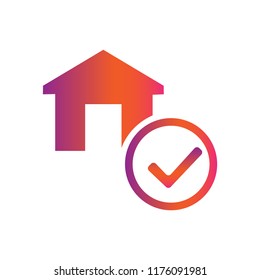 home and correct checkmark vector icon