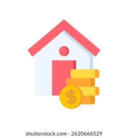 Ilustración vectorial plana del icono del costo de la casa