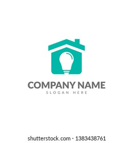 Home creative with home and light bulb vector deign template