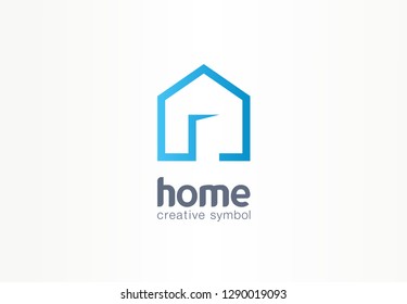 Home creative symbol concept. Open door, building enter, real estate agency abstract business logo. house interior architecture, website login icon. Corporate identity logotype, company graphic design
