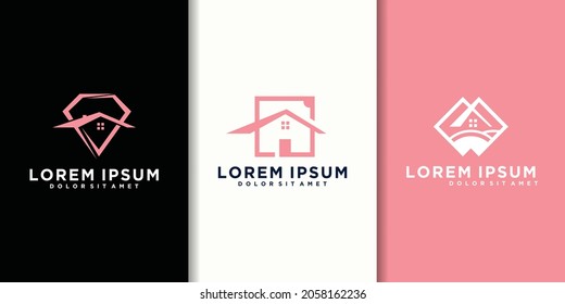 Home Creative Symbol Concept. Open Door, Building Enter, Real Estate Agency Abstract Business Logo