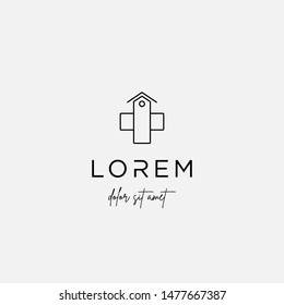 home cross logo design vector isolated icon