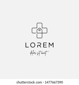 home cross logo design vector isolated icon