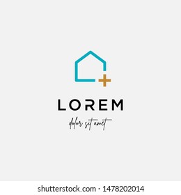 home cross logo design vector illustration