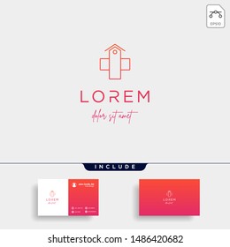 Home Cross Logo Design Vector Illustration