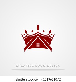 home and crown combination red logo.