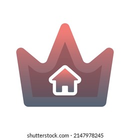 home crown gradient logo design template icon