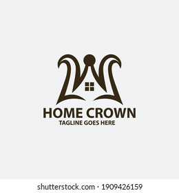 Home crown logo design template. Letter W logo. Vector illustration