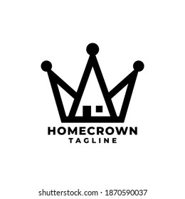 home and crown logo good for real estate company. simple house shape illustration.
