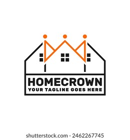 home crown logo template, a house icon with crown sign, real estate logo