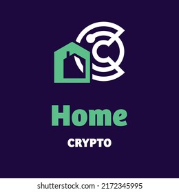 Home and crypto logo in modern style. With a white background