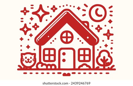Hogar lindo estilo de arte vectorial
