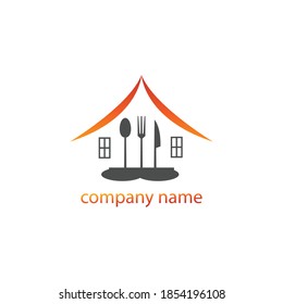 home and cutlery logo vector illustration color symbol restaurant design