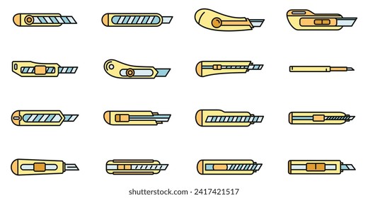 Home cutter icons set. Outline set of home cutter vector icons thin line color flat on white