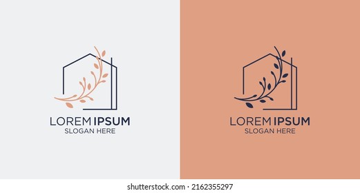 logotipo de diseño de decoración doméstica y tarjeta de marca