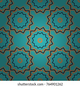 Home decor, embroidery. Seamless pattern with fantasy mandalas, orange, gray and blue floral decoration curl illustration. Vector paisley print elements.